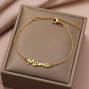 Stainless Steel Bracelets Letter Mama Pendant Chains Fashion Charms Bracelet For Women Jewelry Party Lover Mum Mother's Gifts